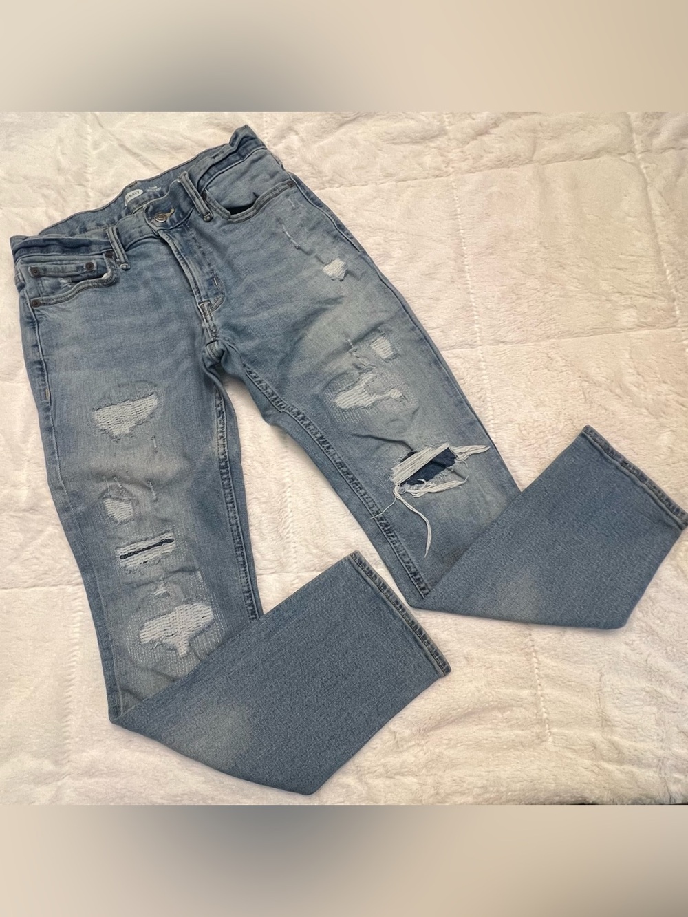 Men’s Old Navy Skinny Built-In Flex Distressed Jeans Blue